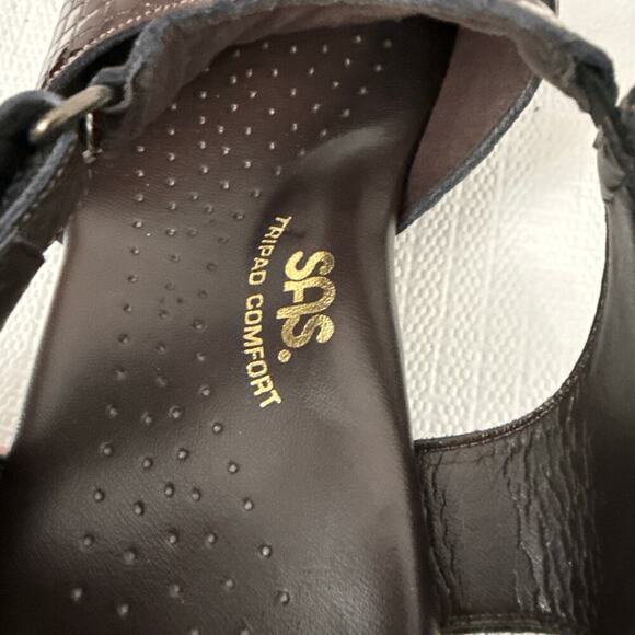 SAS Suntimer Sandals Womens Size 10 M Brown Croc Block Heel Ankle Strap - Picture 5 of 10